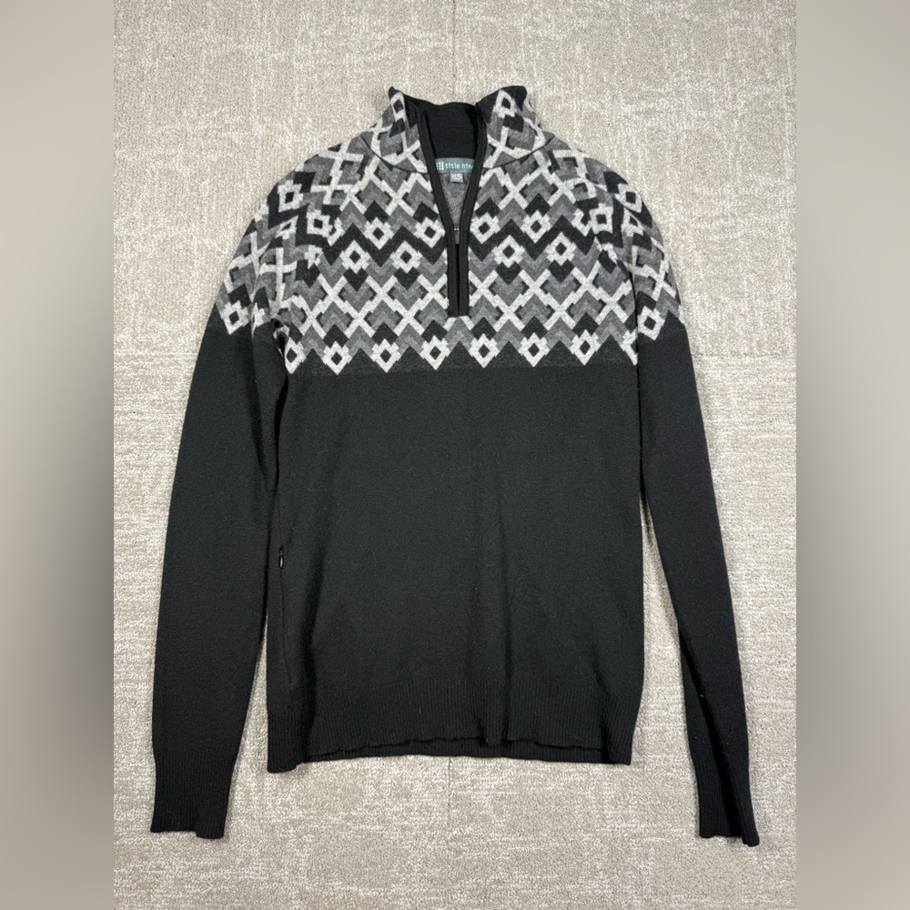 Title Nine Super Power Argyle Zip Wool Sweater Size XS